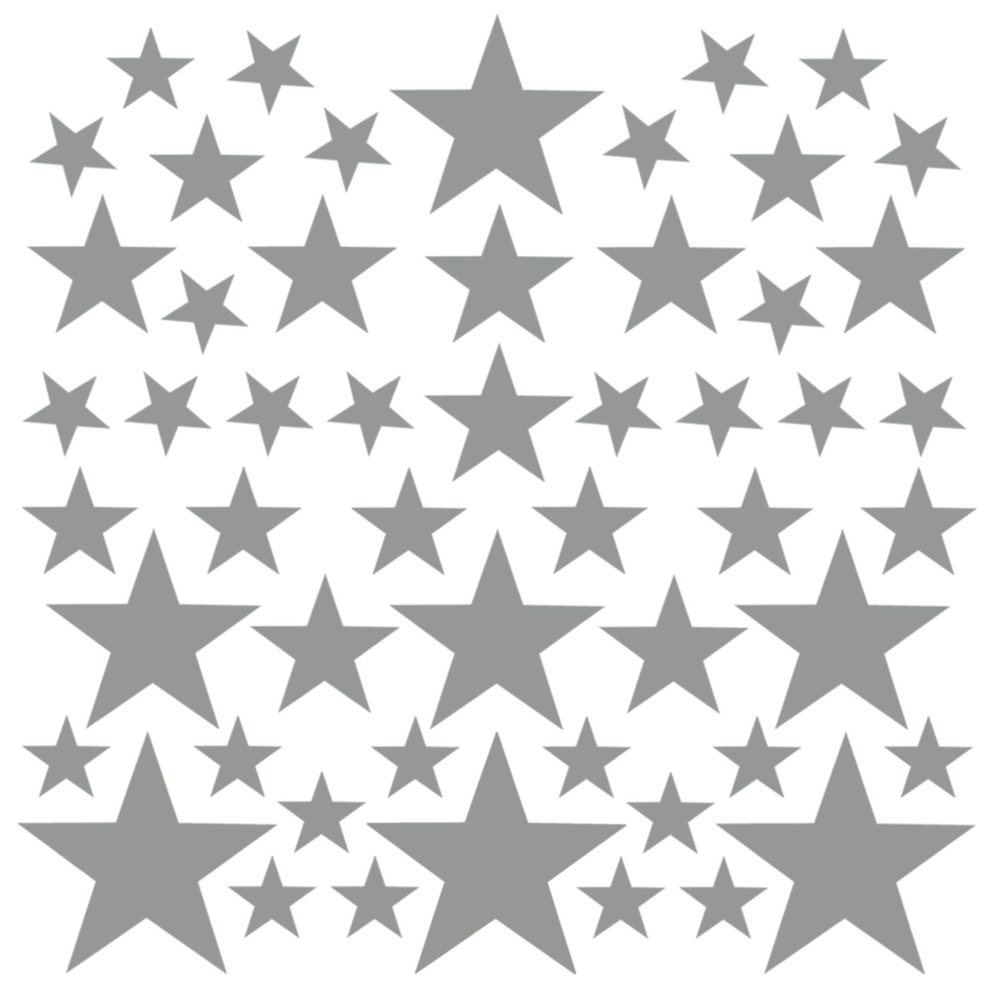 PREMYO Set of 54 Star Wall Stickers Kids - Nursery Decor Easy to Apply - Decals for Bedrooms for Girls Boys Grey