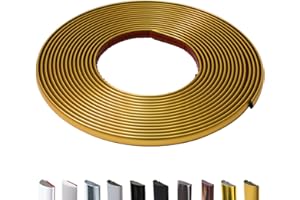 JSIWOTH Peel and Stick Trim Molding, 26.2 Ft D-Shape Baseboard Trim Flexible for Walls, Edges & Borders, Window & Door Frames, Backsplash, Matte Gold Waterproof and Self Adhesive Trim