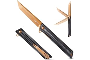 REMETTE EDC Pocket Knife GD22K, Flipper Open D2 Steel Tanto Folding knife with Durable G10 Handle,Men Women Everyday Carry EDC Knife,Sharp Camping Hiking Daily Work Knives