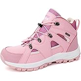 R CORD Kids Hiking Boots Waterproof Anti-Slip Outdoor Boots for Kids with Grippy Rubber Sole Girls Hiking Boots Protective Comfort for Rough Trails and Adventures Drawstring Closure