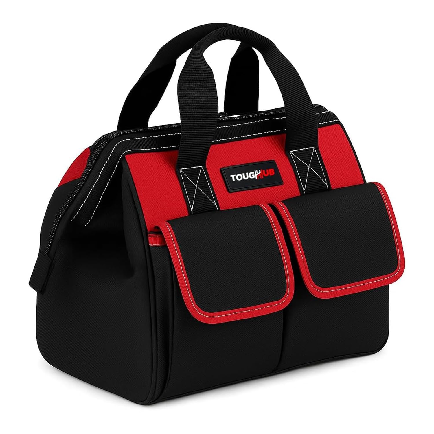 12 Inch Heavy Duty Tool Bag with 1680D Fabric – Wide Mouth Tool Organiser with 5 Pockets – Durable Tool Bag for Electricians, Plumbers & DIY – Compact Tool Tote for Professionals