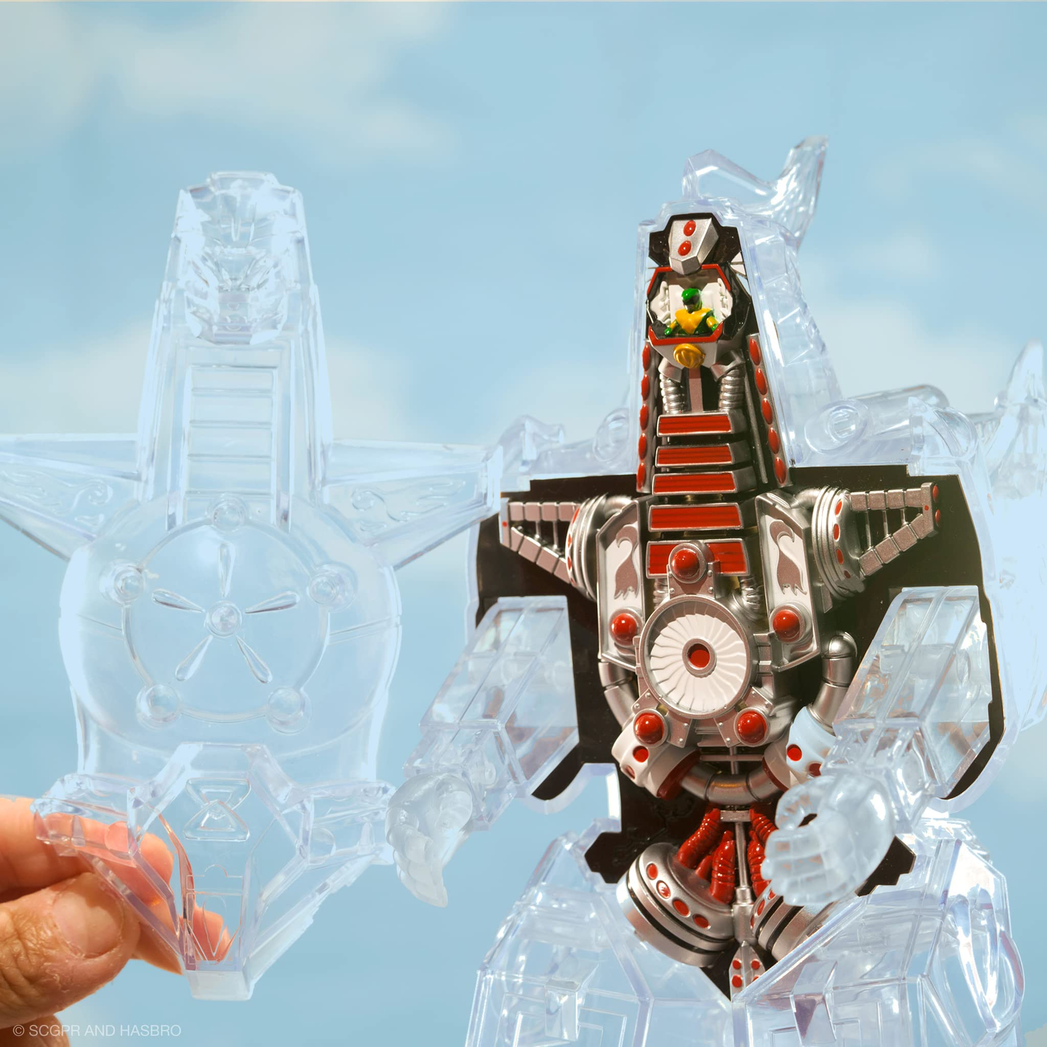 Super7 Super Cyborg Dragonzord Trasparente, Action Figure Mighty Morphin Power Rangers 28 Cm, Da Collezione, Con Pettorina Rimovibile - 3