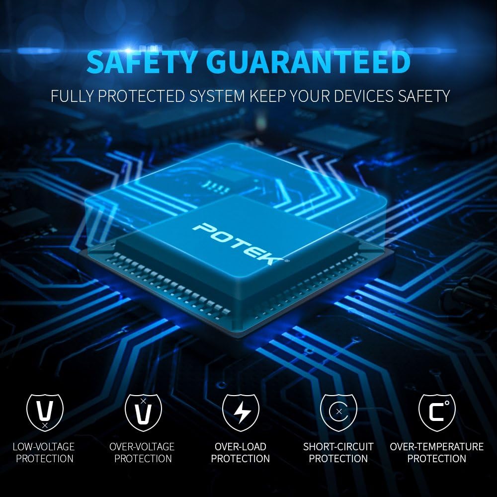 POTEK 5000W Power Inverter 4 AC Outlets 12V DC to 110V AC Car Inverter with Bluetooth and 2 USB Ports: Car Electronics