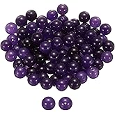 HARFINGTON 100pcs Natural Stone Beads 10mm Purple Crystal Round Gemstone Stone Loose Beading Real Genuine Smooth Balls Bead for Jewelry Making Bracelets Necklace Earrings DIY