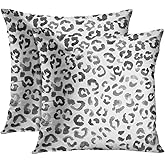 Emvency Set of 2 Throw Pillow Cover Leopard Print Pattern Black Watercolor Hand Paint Decorative Pillow Case Animal Home Decor Square 20 x 20 Inch Cushion Pillowcase