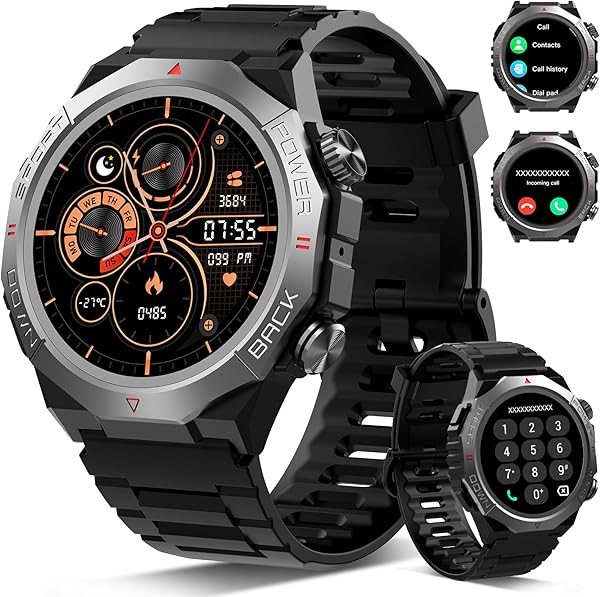 Militär Smartwatch Herren Damen, Smart Watch mitTelefonfunktion 1,39\