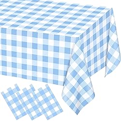 3 Pack Light Blue Gingham Tablecloth Rectangular
