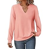 GKBK Womens Sweatshirts Long Sleeve V Neck Tops Fall Winter Basic Casual Lightweight Pullover Shirt