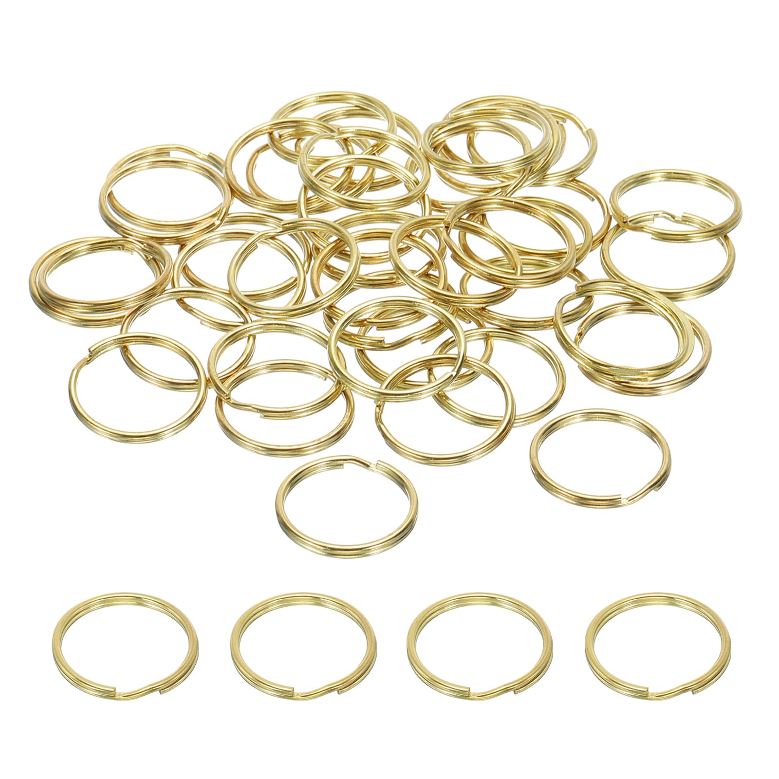 PATIKIL Flat Split Ring, 40Pcs 1.2" 30mm Dia Brass Flat Split Key Chain Rings for DIY Home Office Car Keys