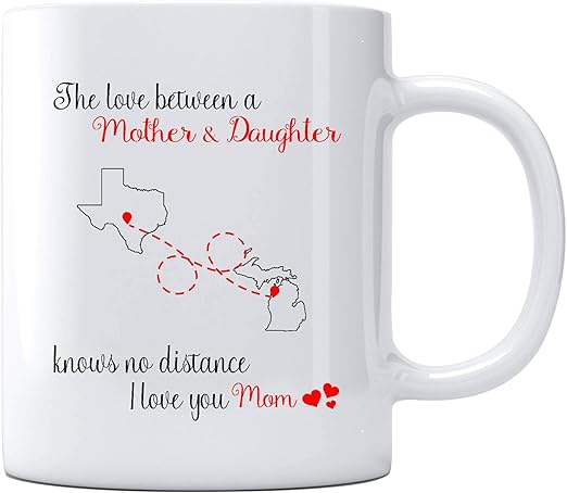 the love between mother and daughter knows no distance mug