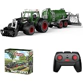 kolegend Remote Control Tractor with RC Irrigation Trailer &amp; Front Loader, Kids RC Tractor Toy 2.4Ghz Remote for Driving and irrigating, 8 Wide Wheels &amp;Lights, Farm Toy for Kids Ages 3+