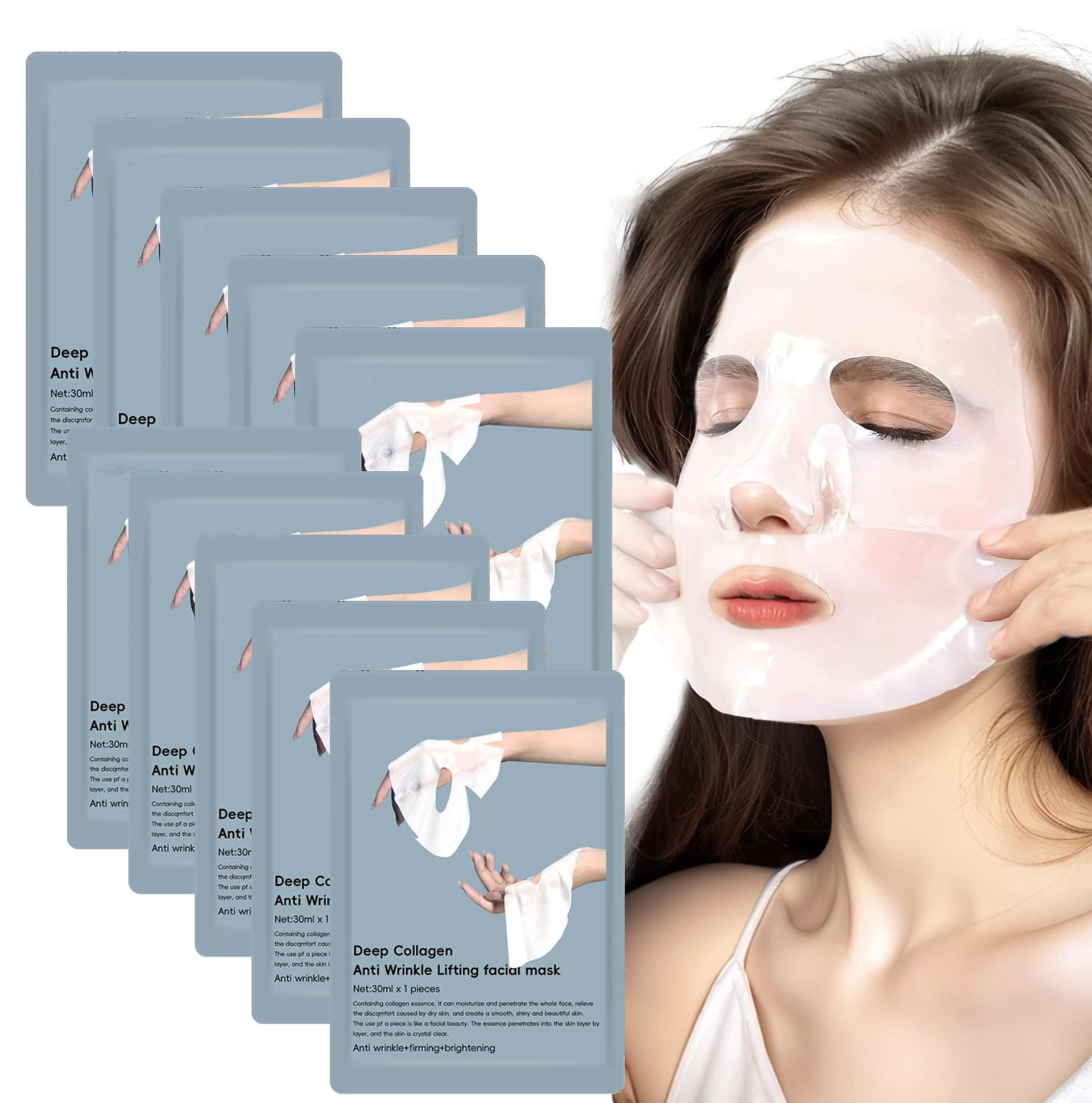 Photo 1 of 10 Pack Deep Collagen Overnight Mask,Bio-Collagen Real Deep Mask, Korean Face Mask, Bio Collagen Face mask Overnight,Anti Wrinkle Lifting mask