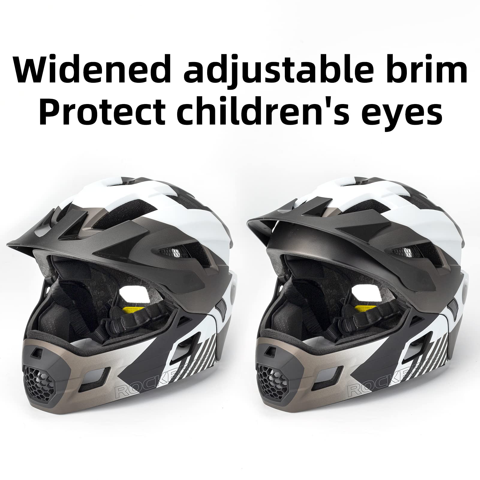 ROCKBROS Kids Bike Helmet Adjustable Detachable Full Face Bike Helmet for Children Bicycle, Skateboard, Scooter, Protective Gear