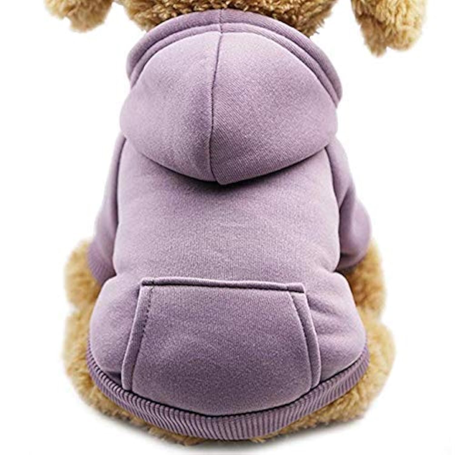 Idepet Dog Cat Hoodie Pet Warm Autumn Winter Coat Solid Color Cotton Dog Clothes with Pocket Outdoor Pullover Dog Jumpsuit for Small Dogs Puppy Schnauzer Teddy Poodle Chihuahua (XXL, Purple)