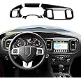 CheroCar Center Console Dashboard Trim Cover Interior Accessories for 2011-2014 Dodge Charger,Carbon Fiber