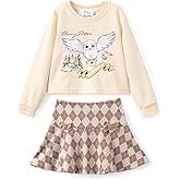 Harry Potter Girls Clothes Gryffindor Hogwarts Hedwig Owl Sweatshirts and Plaid Skirt Clothing Sets Outfits Red for Birthday