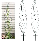 Metal Garden Trellis Plant Support Trellis for Climbing Vines Floral Vegetables Metal Trellis -Green Leaf Trellis Garden Decor Set of 2（Green）