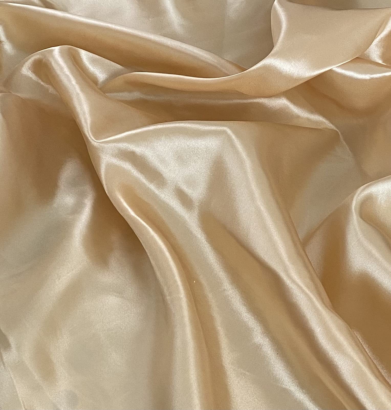 Fancy Textiles Silky Satin Plain Craft Dressmaking Fabric 60'' Wide (2 Meter, Gold)