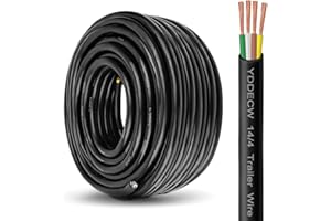 YDDECW 4 Way Trailer Wire - 14 Gauge 4 Conductor 100FT Pure Copper Heavy Duty Cable Extension Rv Trailer Wiring Cord Insulated 14/4 Cable for Rv and Automotive