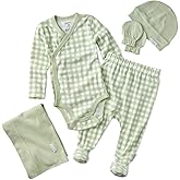 Butterblu Check Me Out 6-Piece Baby Gift Set Organic Cotton Layette Clothing in Box for Boys & Girls