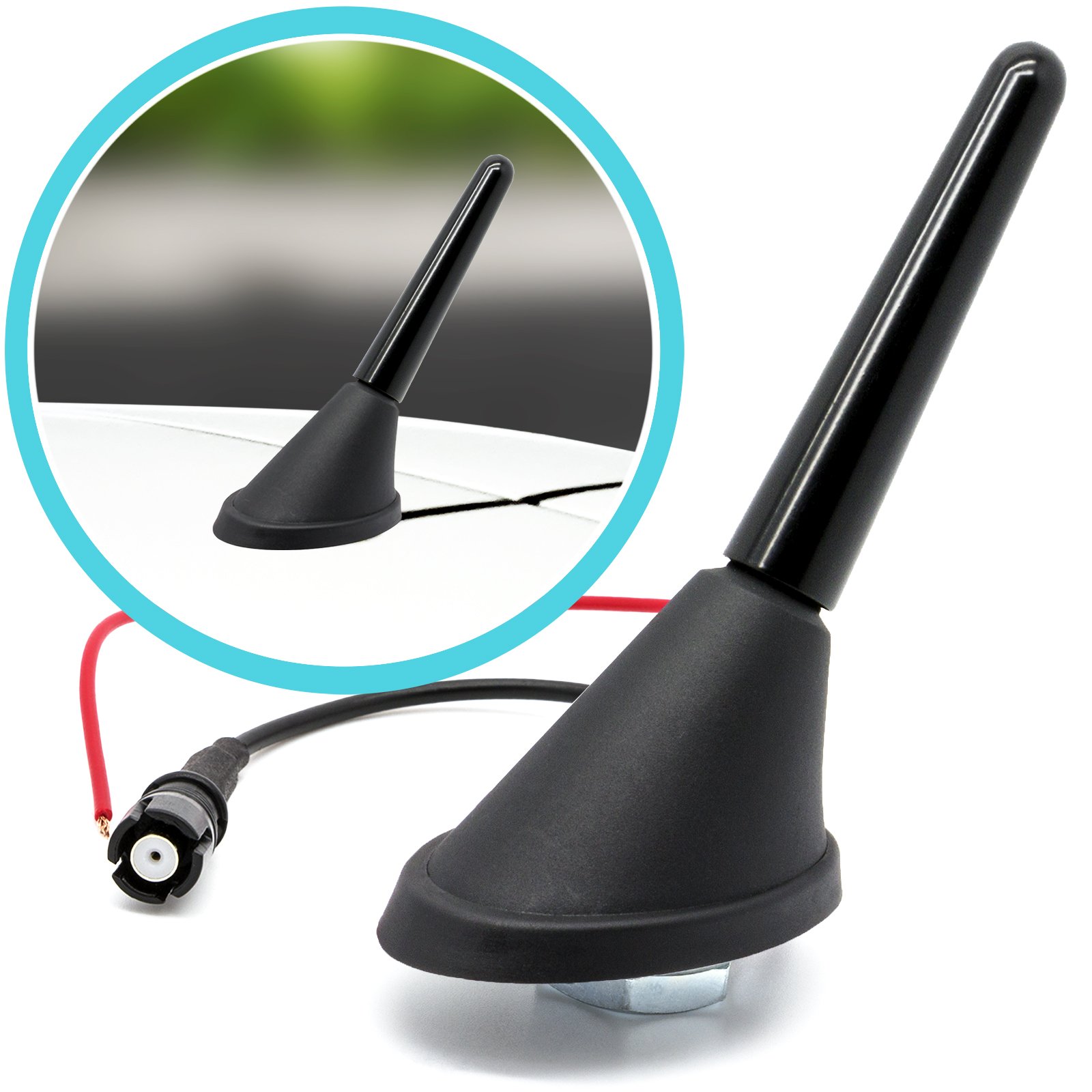 Adapter-Universe Universal Short Rod Aerial Antenna Adapter 5cm + Aerial Base Socket 16V Black