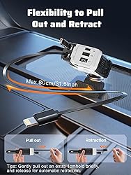 Retractable Car Charger with Retractable Cables