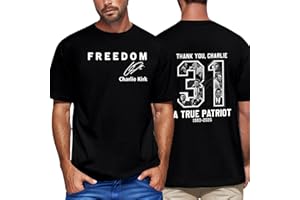 HUHJEPOLE Charlie Kirk Men's Crewneck Freedom A True Patriot 1993-2025 Printed Casual T-Shirt Turning Point USA Round Neck Shirt