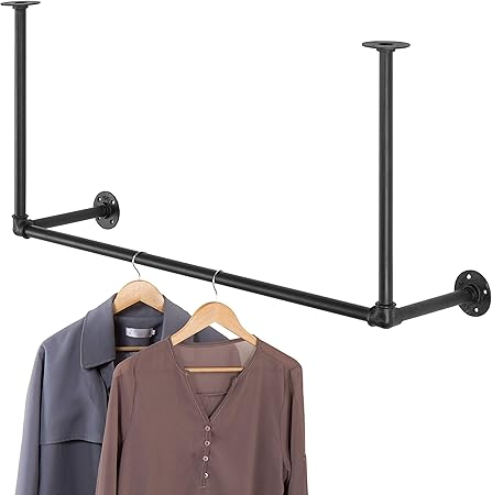 Mygift Industrial Pipe Metal Wall And Ceiling Mounted Clothing