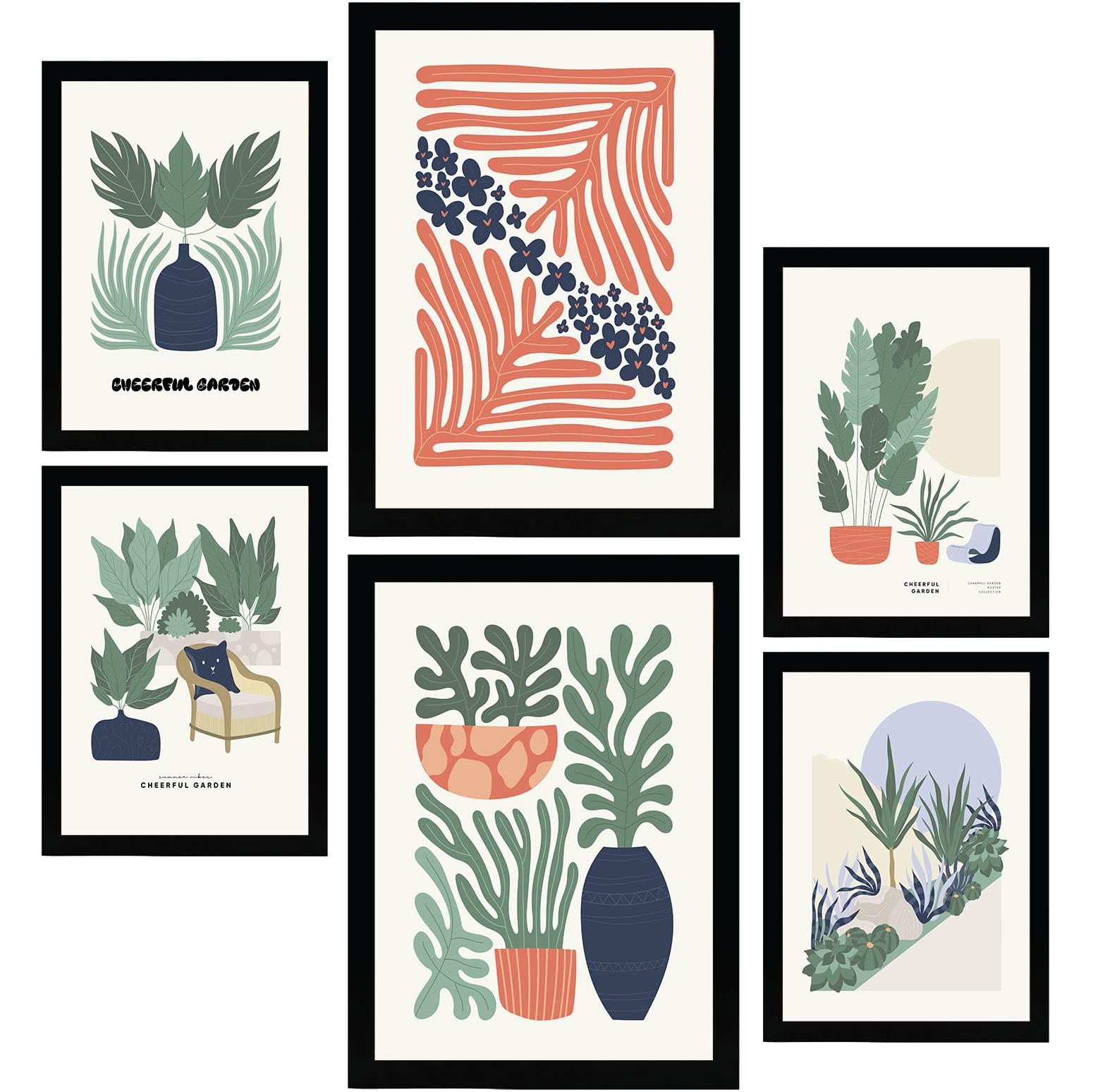 Nacnic Set of 6 Minimalism Posters in Pastel Colours. Summer Collection. Prints of Landscapes and Nature for Interior Design and Decoration. Sizes A3 & A4. Unframed.
