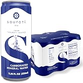 SOUROTI Sparkling Unflavored Carbonated Mineral Water |Healthy Beverage rich in minerals and trace elements | 6-Pack, 330ml Tins | Imported from Greece