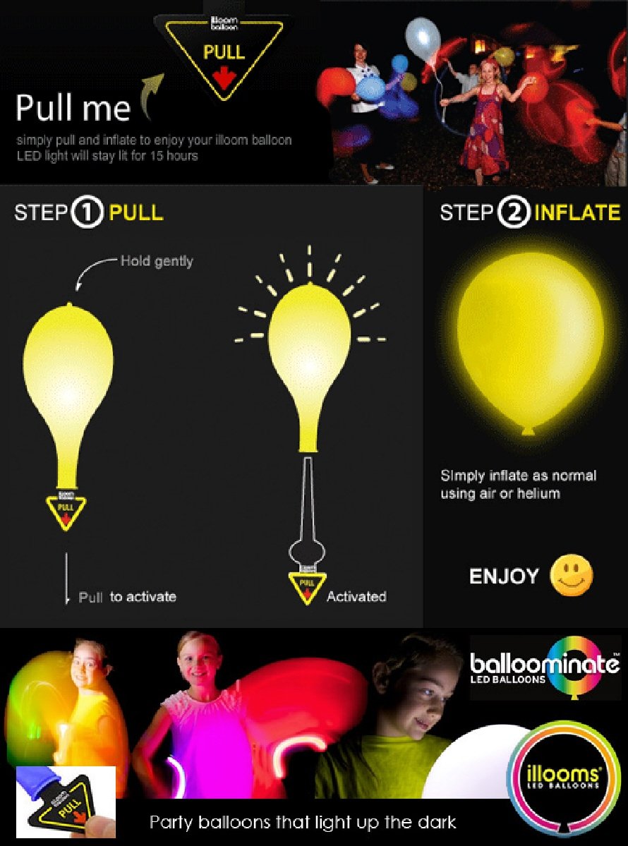 3 Pack illooms Marble Light Up LED Balloons 5 Pack Party Pack Bundle 15
