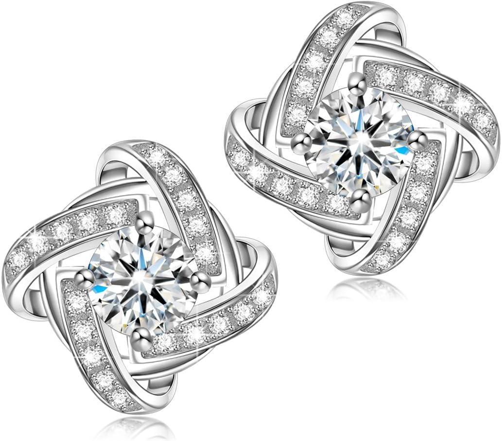 Alex Perry Gifts for Her 925 Sterling Silver Stud Earrings for Women Mom Cubic Zirconia Jewellry Presents for Mum Girls Birthday Christmas Anniversary Friends with Clear Stone