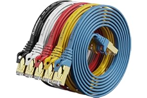 Cat8 Ethernet Cable 5ft 5Pack 5-Color, 2000MHz 40Gbps High Speed LAN Network Cord, RJ45 Flat Cat 8 Patch Cable for Modem/Gami