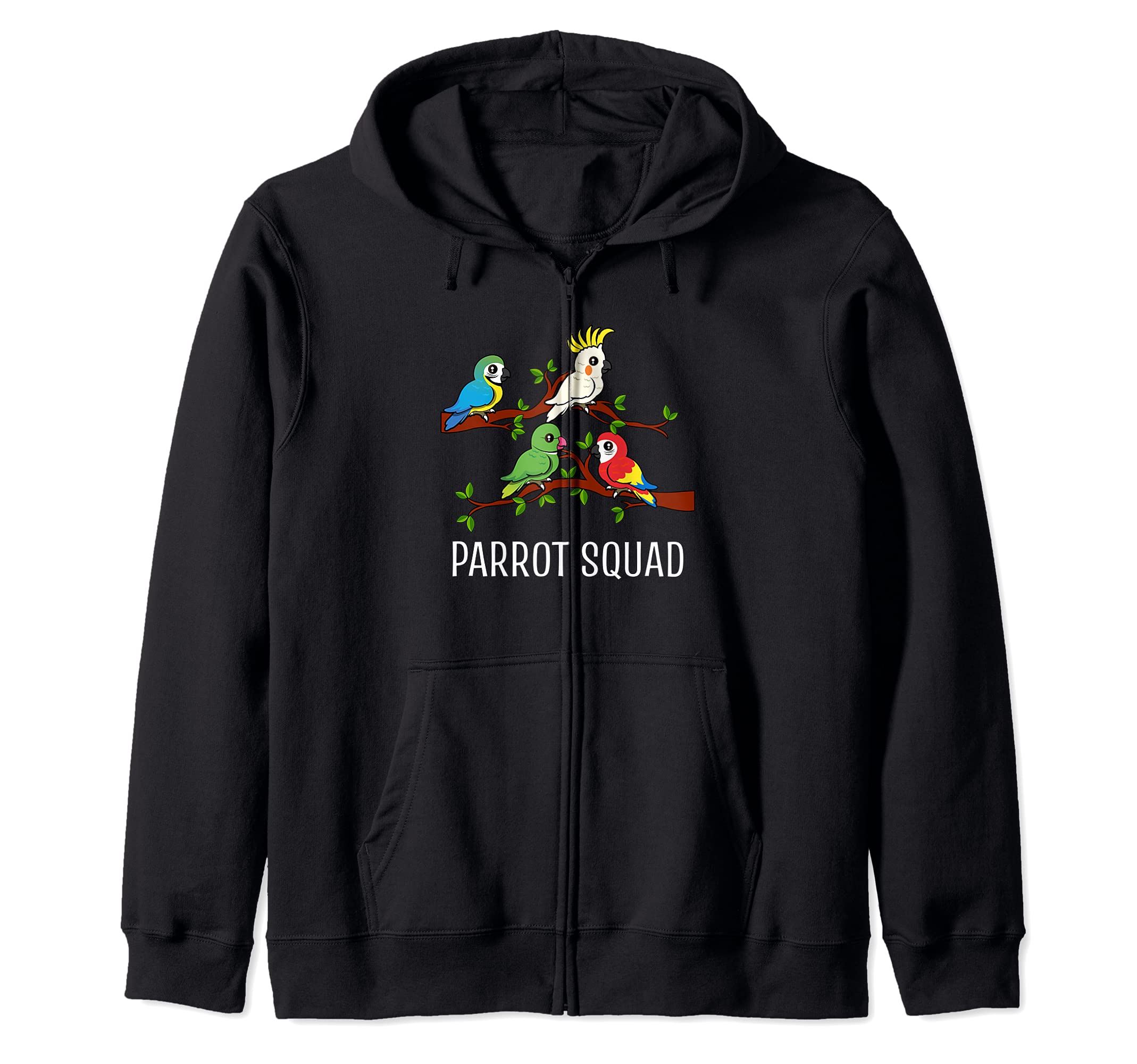 Parrot Squad Funny Birds on Tree Zip Hoodie