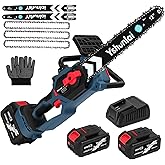 12" Electric Chainsaw Cordless, Brushless Battery Powered Chain Saw with 2 x 4.0Ah batteries, Auto Oiler, Tool-free Chain Tension, Handheld Mini Chainsaw for Wood Cutting Tree Trimming Branch Pruning