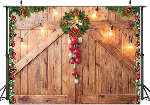 Amazon Com Ltlyh 7x5ft Rustic Christmas Barn Door Backdrop For Photography Merry Xmas Wood Texture Board Wall Floor Party Background Holiday Baby Portrait Photobooth Banner Decorations Photo Studio Prop 076 Camera