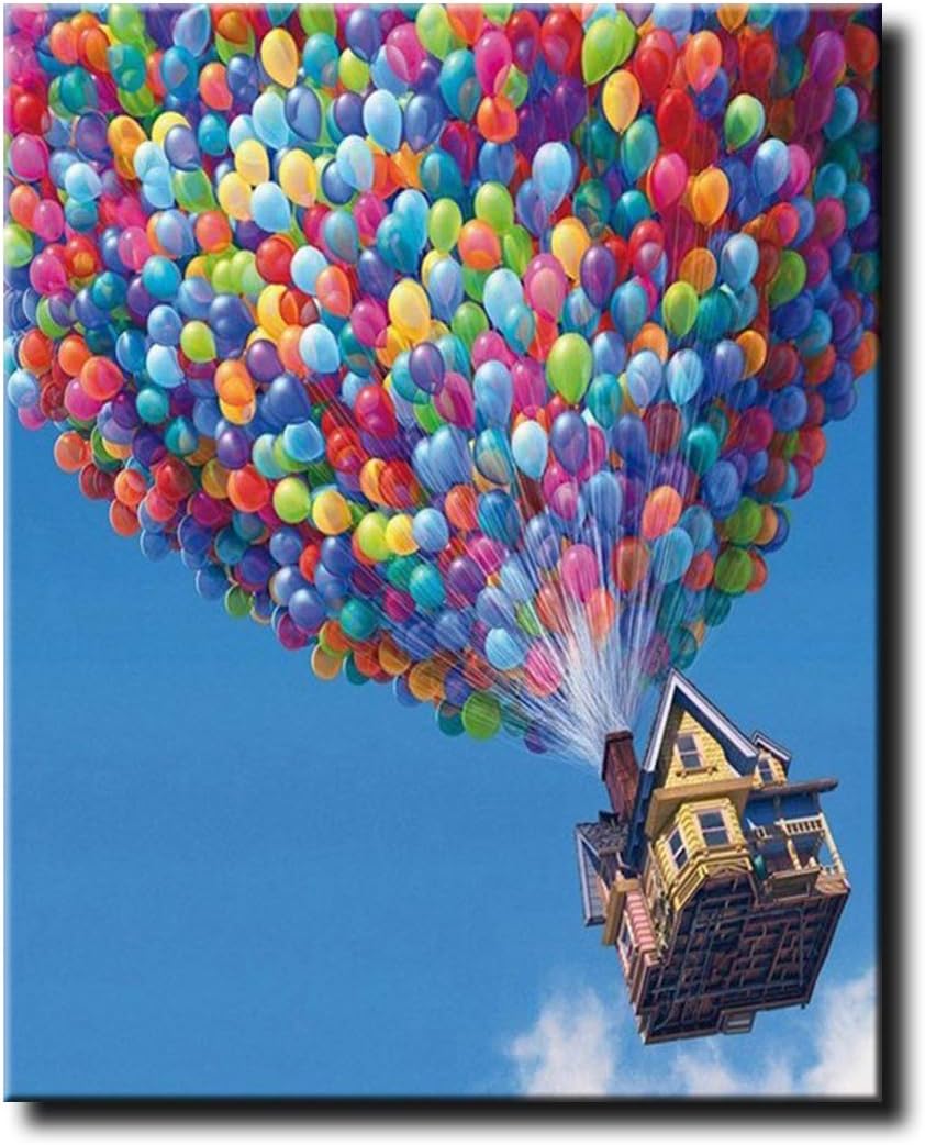 Shukqueen Up Paint by Numbers, DIY Oil Painting for Adults Beginner's, Frameless, 16X20 Inch, Flying House, Frameless-16"x20"(40x50cm)
