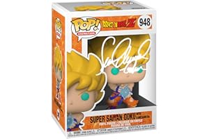 HOFSM.COM HALL OF FAME SPORTS MEMORABILIA Sean Schemmel Super Saiyan Goku with Kamehameha #948 Voice Actor Facsimile Signed Reprint Laser Autographed Funko POP! Anime Animation Dragon Ball Z Figurine with Protector Case