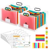 Motipuns School Memory Box K-12 Photo Album for Kids, 2 Pcs, White | School Years Keepsake Scrapbook,12th Grade with 13 Pocket,Storage Pictures File Keeper