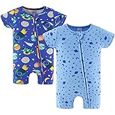 The Peanutshell Baby Boy Rompers 2 Pack - 100% Cotton Clothes, Rompers for Newborn, Infant, and Baby Boy - Space