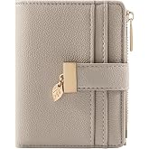Pomelo Best Small Wallet Women Bifold Leather RFID Mini Wallets for Women Credit Card Holder with ID Window Zipper Coin Pocket Taupe