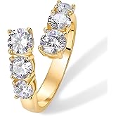 PAVOI 14K Gold Plated Cubic Zirconia Crossover Chunky Eternity Ring for Women | Open Twist Stackable Bands | CZ Statement Rings