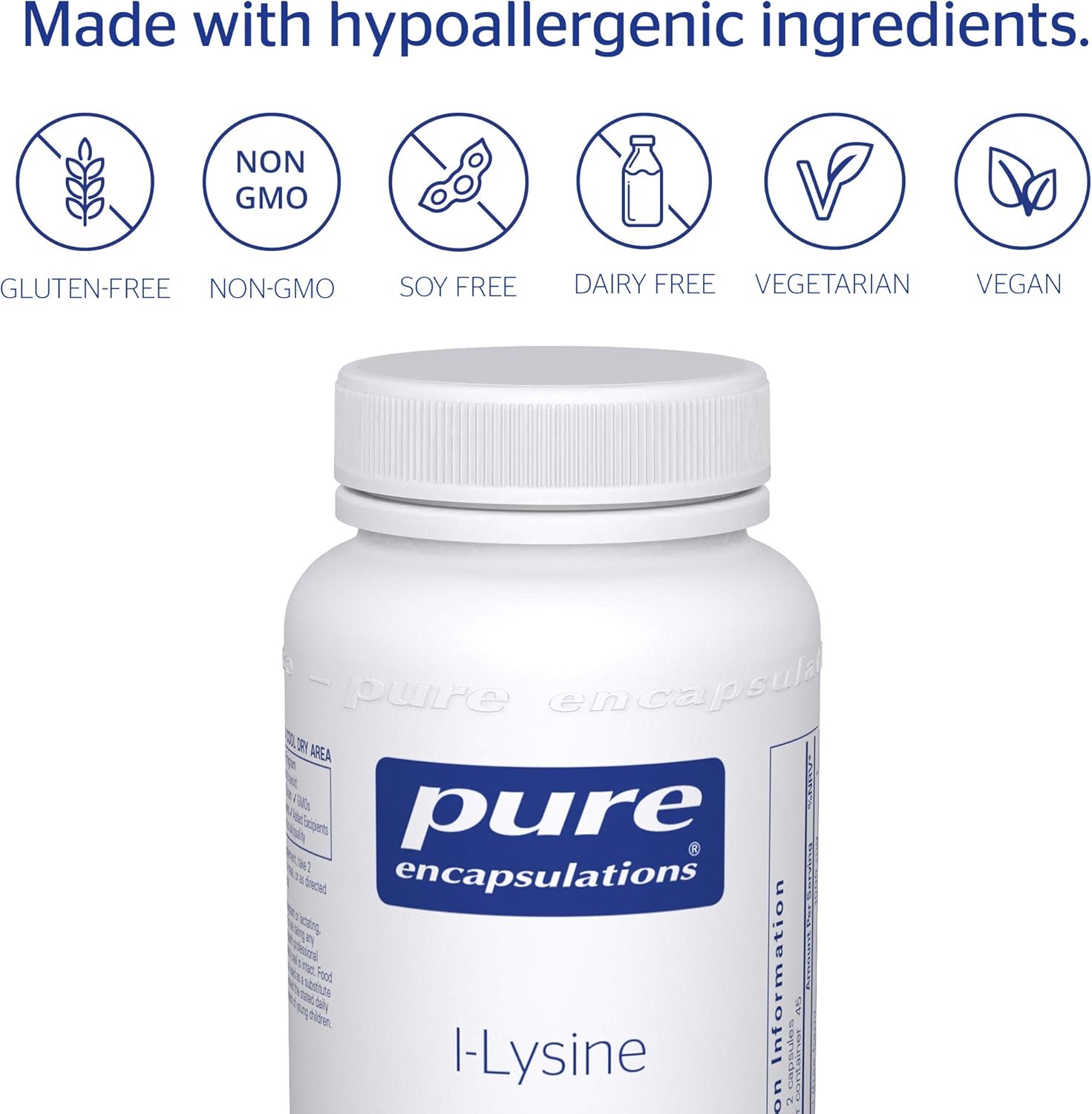 Pure Encapsulations L-Lysine 500mg - Hypoallergenic Essential Amino Acid Supplement - 90 Vegetarian Capsules - Image 5