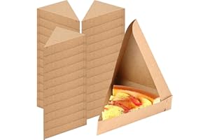 Tioncy 100 Pcs Pizza Slice Box 9.65 x 7.28 x 1.77 Inch Bulk Disposable Single Slice Wedge Tray Paperboard Triangle Pizza Container Boxes Holder Container for Birthday (Kraft Color)