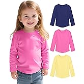 Witwot 3 Pack Toddler Girl Long Sleeve Shirts Soft Cotton Tees Baby Girls Crewneck Basic T-Shirts Tops for 18M-5T