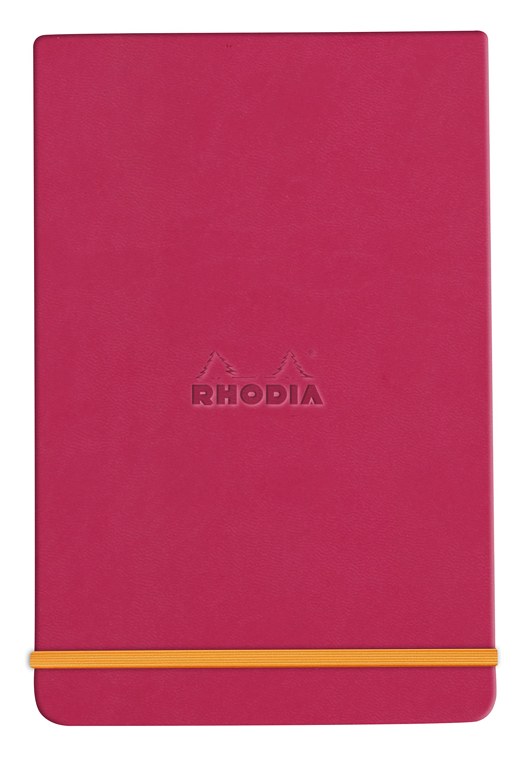 RHODIA 194365C - Raspberry Webnotepad Rigid Notebook - A6 - Lined - 192 Detachable Pages - Ivory Clairefontaine Paper 90 g/m - Bookmark, Elastic Closure - Faux Leather Cover - Rhodiarama