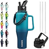 BJPKPK Insulated Water Bottles with Straw Lid, 40oz Metal Water Bottle with 2 lids & Paracord Strap, Double Wall Stainless Steel Tumbler with Handle, Reusable Cups, Mugs, Thermo, Sea