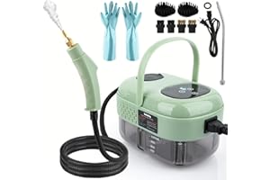 HOTOBY Steam Cleaner, 2500W High Pressure Handheld Steamer, 6-gears adjustable, Portable Steam Cleaning Machine with 6 Brushes, Cleaning for Home Use, Kitchen, Bathroom,Hard Surface,Car Detailing (Green)