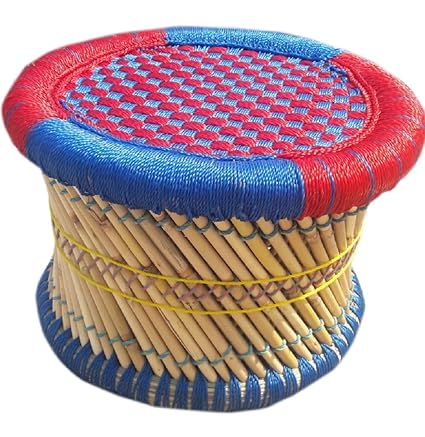 PatioStack Cane Stools Bamboo Stools Outdoor Stools Bar Bamboo Stool Furniture for Outdoor/Indoor/Terrace/Balcony [Color : Multi, Size :14 * 14 * 10 inches]