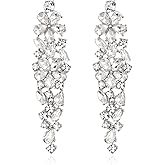 EleQueen Sparkle Marquise Rhinestone Crystal Statement Dangle Earrings for Women, Art Deco Prom Chandelier Jewelry for Wedding Bridal